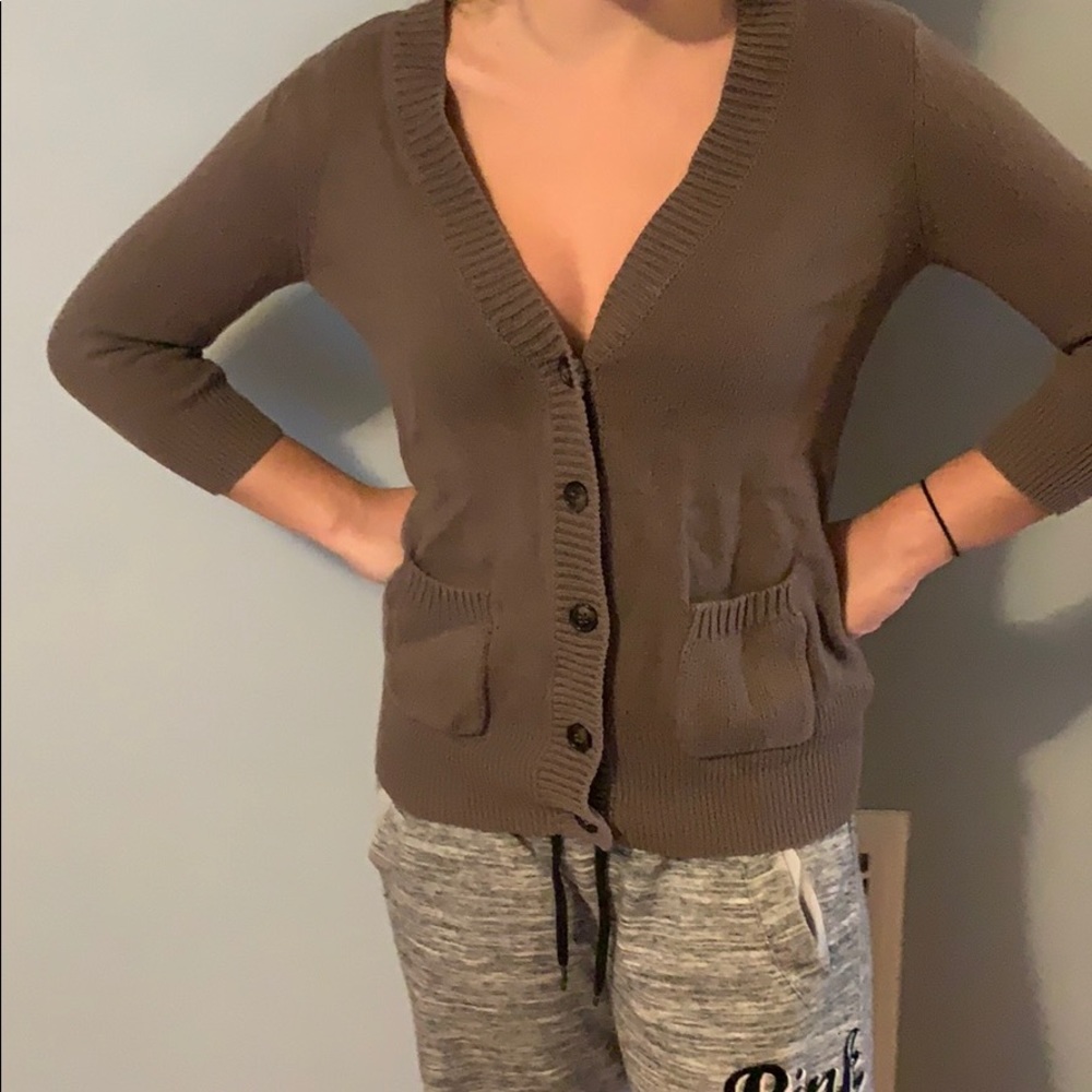 Brown cardigan sweater